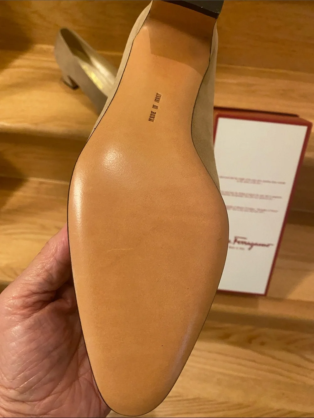 Salvatore Ferragamo Dublino Mandorla Suede Pumps — Mandorla